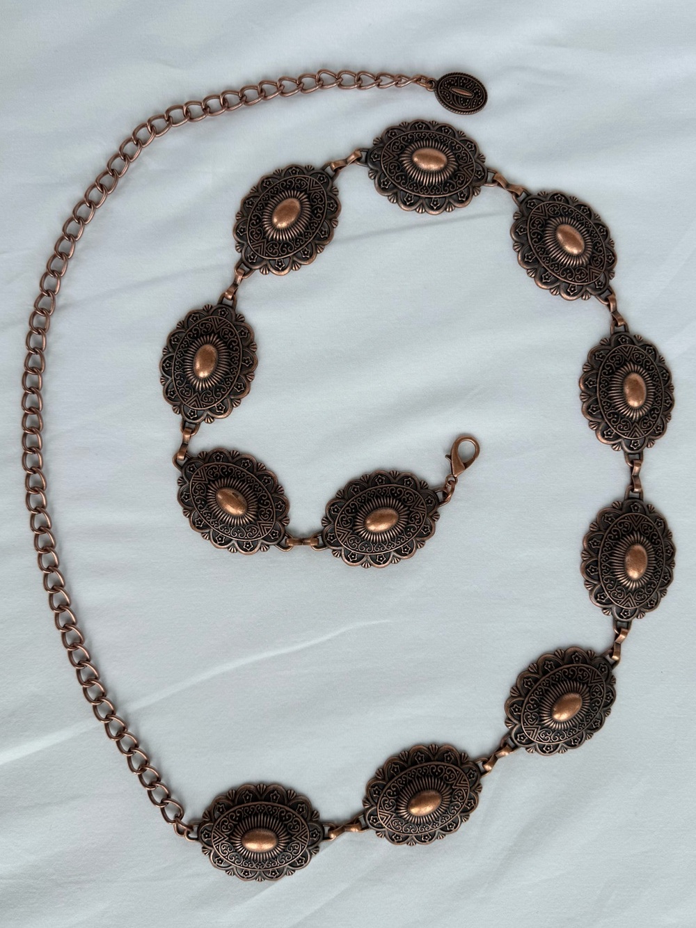 Bronze Tone Western Concho Chain Belt Adjustable Boho Cowgirl